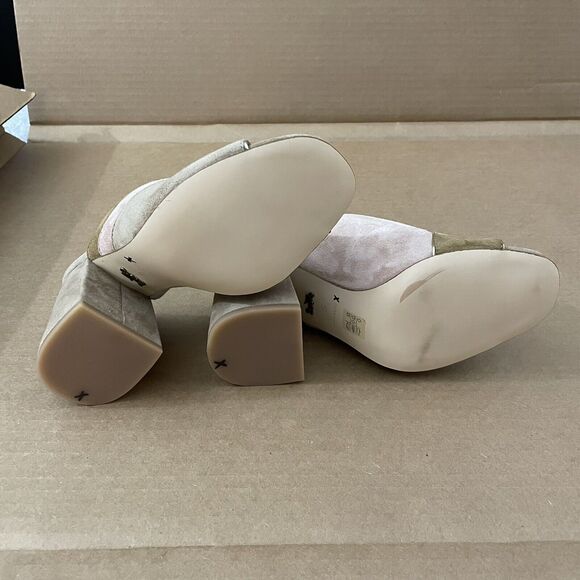 Coach Bria Women Tan Pink Oat Pale Blush Open Toe Block Heel CB Mules Size 5B - Picture 7 of 12